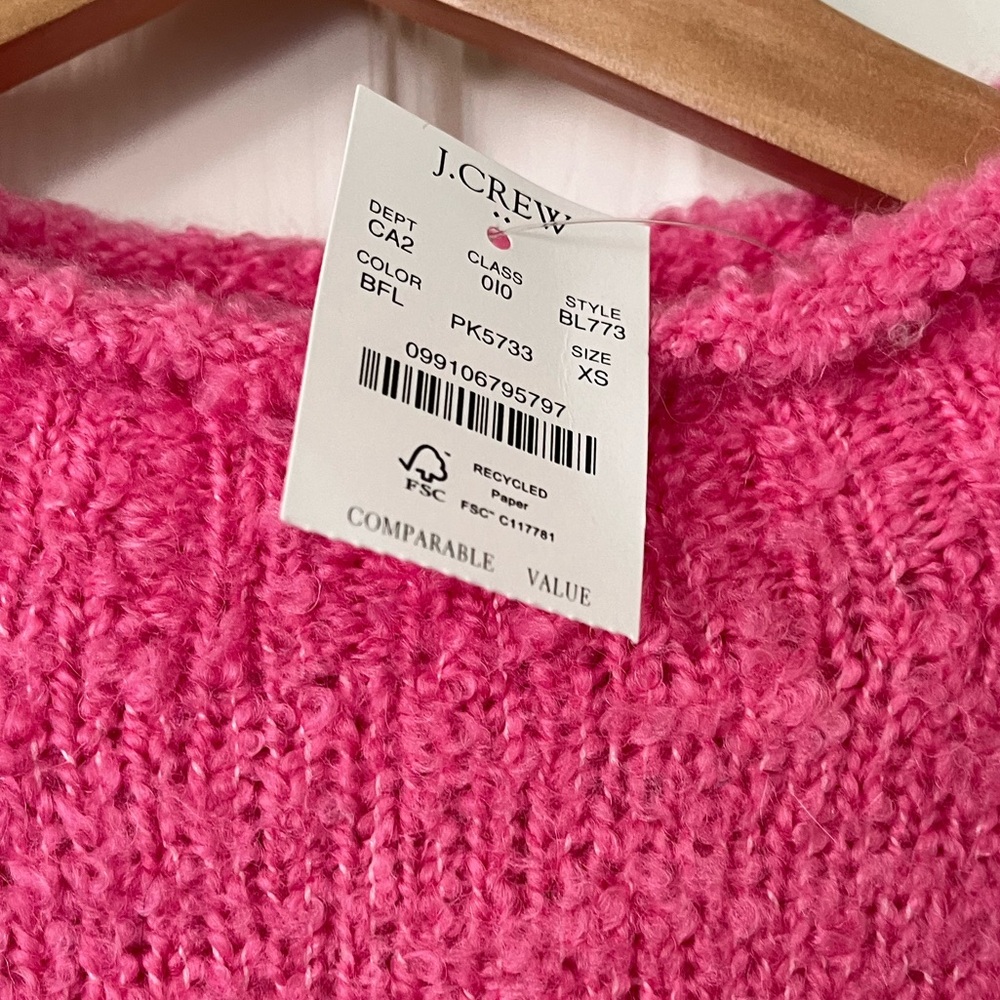 J. Crew super soft bright pink sweater, size XS and NWT - Picture 3 of 7